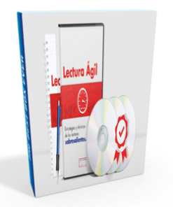 Una "Lectura Agil - El atajo definitivo de tu aprendizaje" con portada roja y blanca y un cd de cursos baratos.