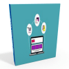 Un libro con una computadora portátil y un Desarrollo de Tiendas Virtuales con WordPress y WooCommerce.
