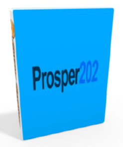 Un libro azul con la palabra Prosper202 Nivel PRO, que contiene cursos baratos.